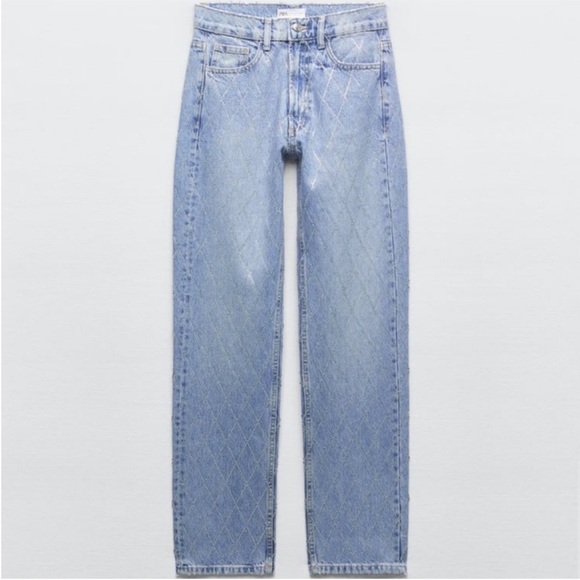 Zara Light Blue Straight Leg Jeans - Picture 5 of 12